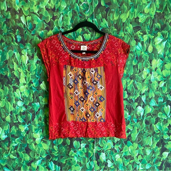 Tiny Tops - Tiny - Red Embroidered Top
